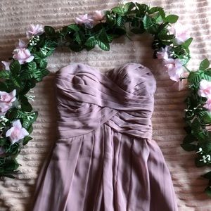 David's Bridal Crinkle Chiffon Dress with Cascade Skirt